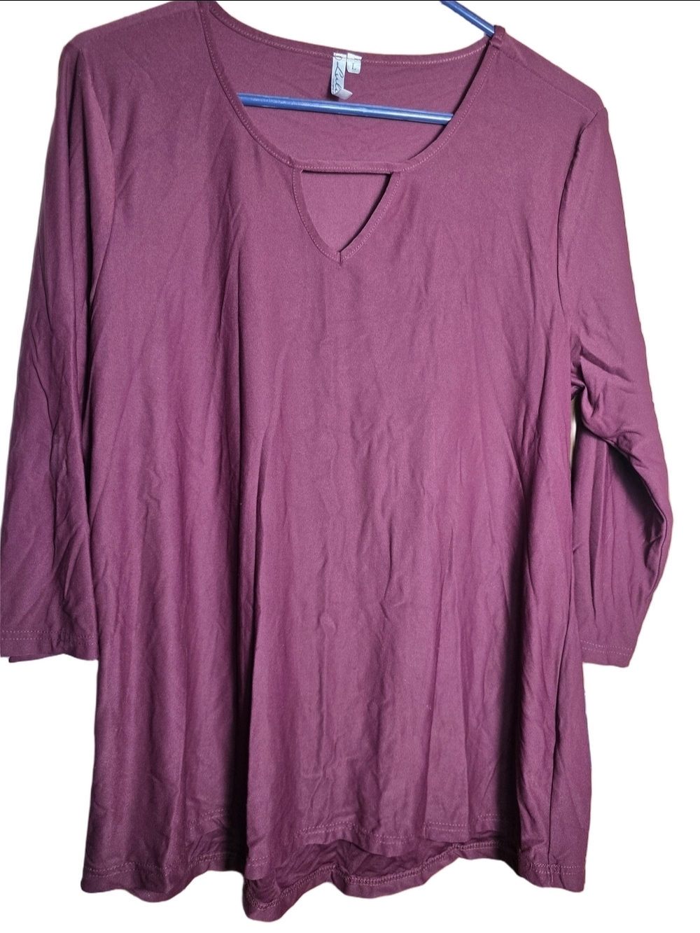 Lulu-B Burgundy Long Sleeve Keyhole Tee Plum Large Buttery Soft Like New Y2k 90s